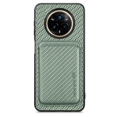 For Realme 14 Pro 5G Case Magnetic Detachable Card Holder Phone Back Cover - Green