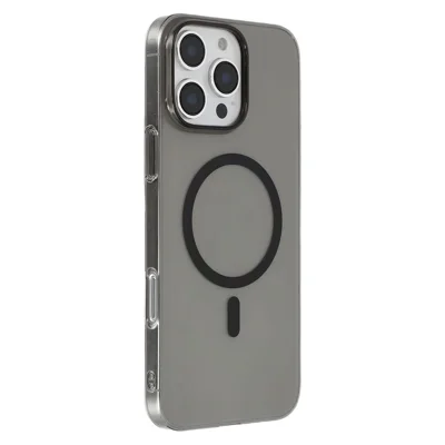 JAUCASE For iPhone 16 Pro Max Magnetic Case Hard PC Clear Back Phone Cover - Transparent Black