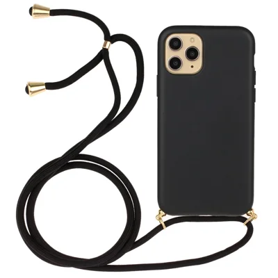 Bulk Purchasing For iPhone 13 Pro Max Back Case Wheat Straw + TPU Shockproof Phone Cover with Adjustable Lanyard - Black