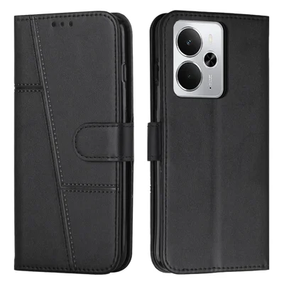 For Realme 14 5G / P3 5G / 14T 5G Case Leather Stand Protective Phone Cover - Black