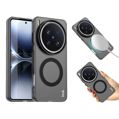 IMAK For vivo X200 Ultra 5G Magnetic Case Candy Color Anti Drop TPU + PET Back Cover - Black