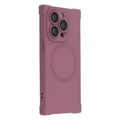 For iPhone 15 Pro Max Case Compatible with MagSafe Straight Edge TPU Phone Cover with Camera Lens Protector - Plum