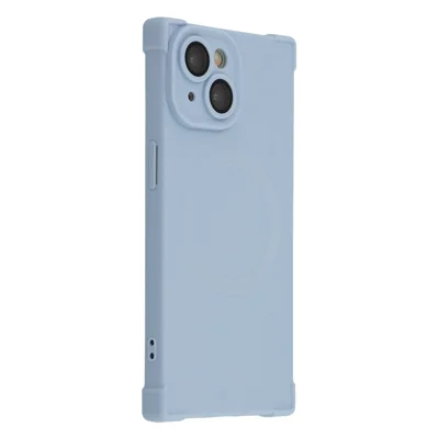 For iPhone 14 Case Compatible with MagSafe Straight Edge TPU Phone Cover with Camera Lens Protector - Blue