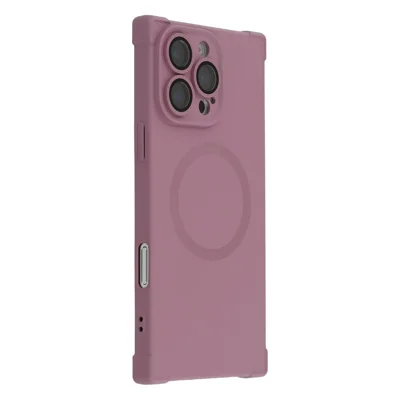 For iPhone 16 Pro Max Case Compatible with MagSafe Straight Edge TPU Phone Cover with Camera Lens Protector - Plum