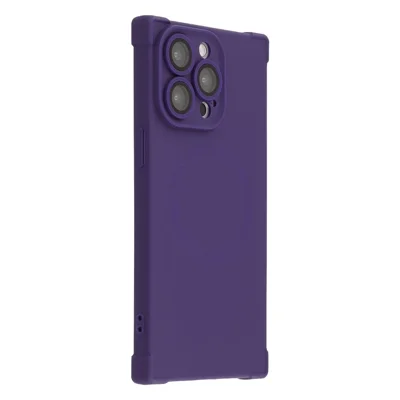 For iPhone 14 Pro Case Compatible with MagSafe Straight Edge TPU Phone Cover with Camera Lens Protector - Dark Purple