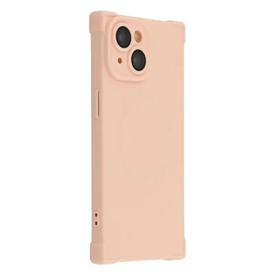 For iPhone 13 Case Compatible with MagSafe Straight Edge TPU Phone Cover with Camera Lens Protector - Pink
