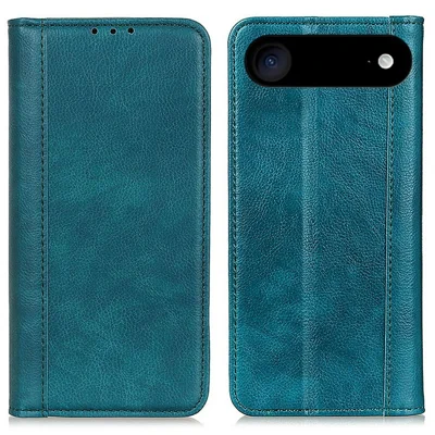 For iPhone Air Stand Case Split Leather Litchi Texture Wallet Phone Cover - Green