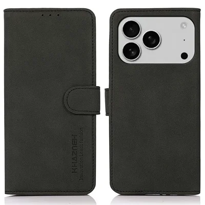 KHAZNEH For iPhone 18 Pro Max / 17 Pro Max Case PU Leather Wallet Stand Phone Cover - Black