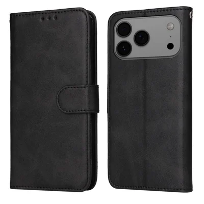For iPhone 18 Pro Max / 17 Pro Max Case Wallet PU Leather Folio Flip Phone Cover - Black