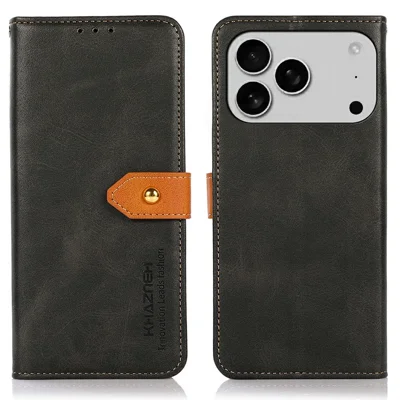 KHAZNEH For iPhone 18 Pro Max / 17 Pro Max Wallet Phone Case Stand Leather Flip Cover - Black