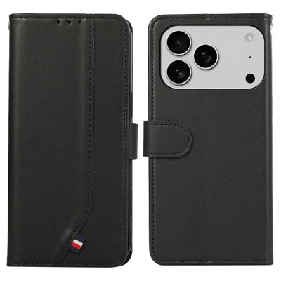 Til iPhone 17 Pro Max Case RFID-blokerende flip-læderbeskyttelsesdæksel - Sort