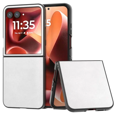 Litchi Texture Case for Motorola Razr 70 Ultra / 60 Ultra 5G / Razr Ultra 2026 5G / 2025 5G PU Leather + PC Phone Cover - White