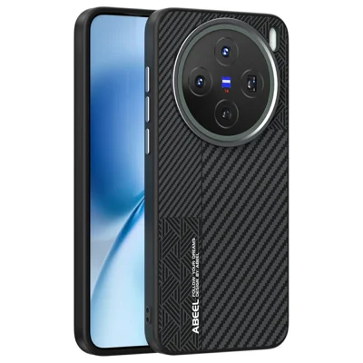 ABEEL For vivo X200s 5G Magnetic Case PC + TPU + Aluminum Alloy + PU Leather Slim Phone Back Cover - Texture 3