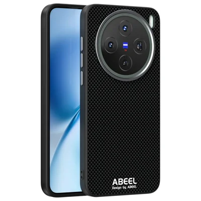 ABEEL For vivo X200s 5G Magnetic Case Printed PC TPU Aluminum Alloy Leather Phone Cover - Black