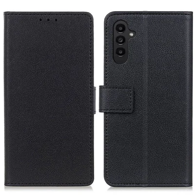 Coque de téléphone portable pour Samsung Galaxy A14 5G / A14 4G en similicuir PU avec support, portefeuille et fermoir magnétique - Noir