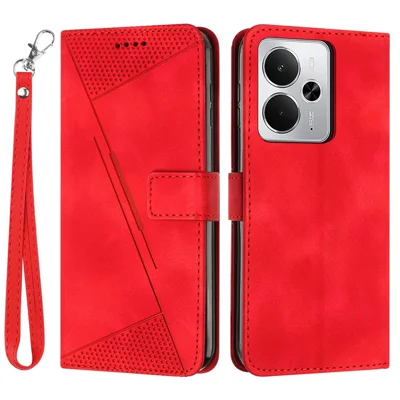 Leather Case for Realme 14 5G / 14T 5G / P3 5G Imprinted Triangle Phone Cover - Red