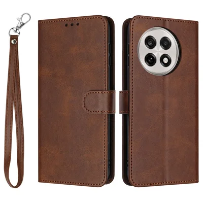 For OnePlus 13R 5G Case Flip Stand PU Leather Wallet Phone Cover Calf Texture - Brown