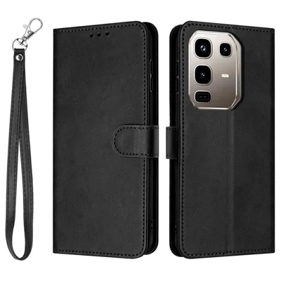 For Infinix Note 50 Pro+ 5G Case Flip Stand PU Leather Wallet Phone Cover Calf Texture - Black