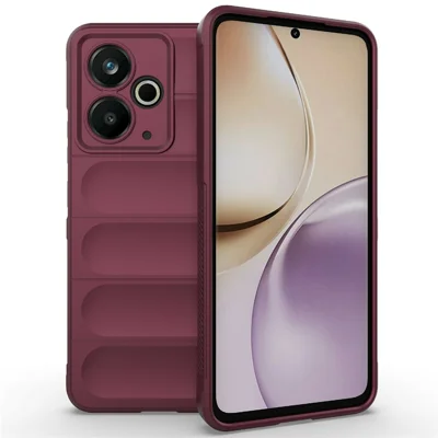 For Realme 14T 5G Case Anti-Drop Soft TPU Rugged Phone Back Cover - Wine Red