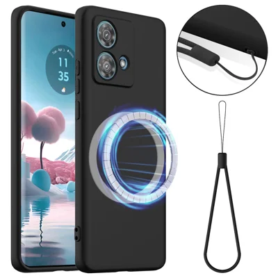 For Motorola Moto G84 5G Magnetic Case Anti-Drop Liquid Silicone Phone Cover - Black