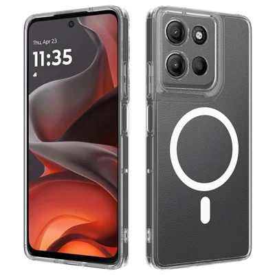 For Motorola Moto G17 Power 4G / G17 4G / G15 4G / G15 Power 4G Clear Phone Magnetic Case TPU+Acrylic Back Cover - Clear