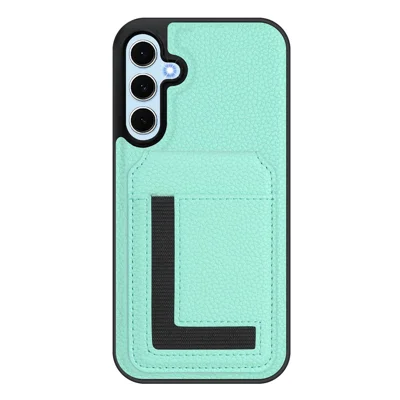 For Samsung Galaxy S24 Magnetic Case TPU + PU Leather Phone Back Cover with Detachable Card Holder - Mint Green