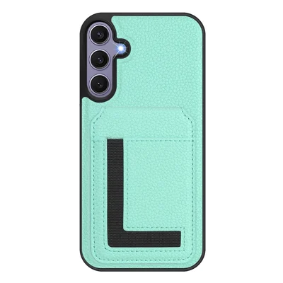 For Samsung Galaxy S25 Magnetic Case TPU + PU Leather Phone Back Cover with Detachable Card Holder - Mint Green