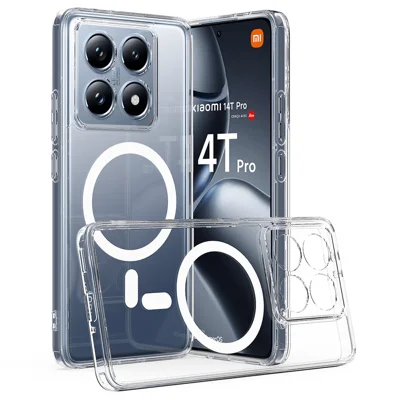 For Xiaomi 14T Pro Clear Phone Magnetic Case TPU+Acrylic Back Cover - Clear