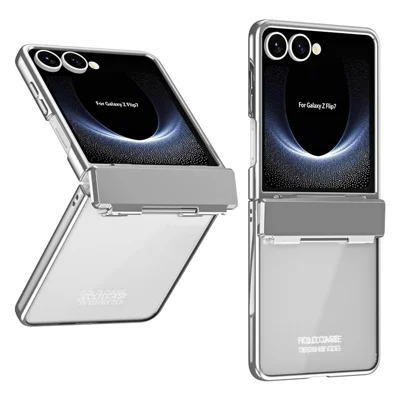 Fodral för Samsung Galaxy Z Flip7 5G, elektropläterat PC-vikfodral - Silver