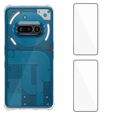 WANLONFENG For Nothing Phone (3a) TPU Case  WL3 Series 1.5mm Phone Cover with 2Pcs Tempered Glass Films - Transparent