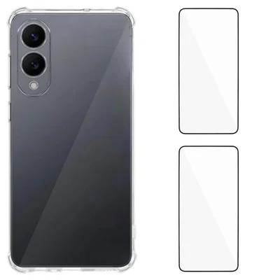 WANLONFENG For Samsung Galaxy S25 Edge TPU Case  WL3 Series 1.5mm Phone Cover with 2Pcs Tempered Glass Films - Transparent