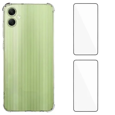WANLONFENG For Samsung Galaxy A06 4G TPU Case  WL3 Series 1.5mm Phone Cover with 2Pcs Tempered Glass Films - Transparent
