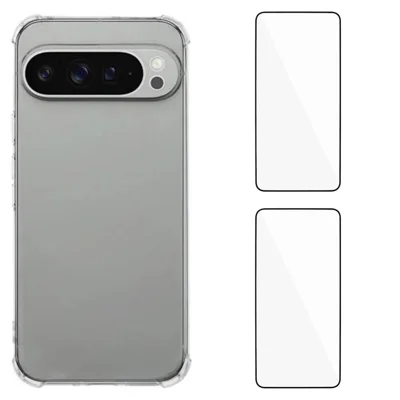 WANLONFENG For Google Pixel 9 Pro XL TPU Case  WL3 Series 1.5mm Phone Cover with 2Pcs Tempered Glass Films - Transparent