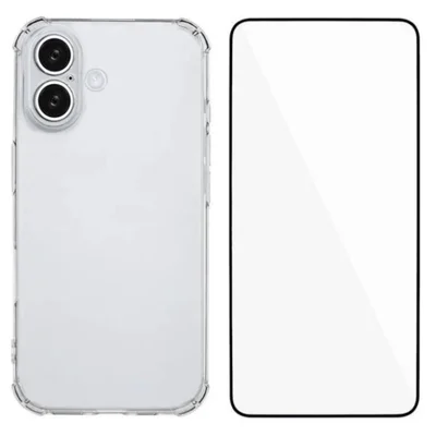 WANLONFENG For iPhone 16 Plus TPU Case  WL3 Series 1.5mm Phone Cover with Tempered Glass Film - Transparent