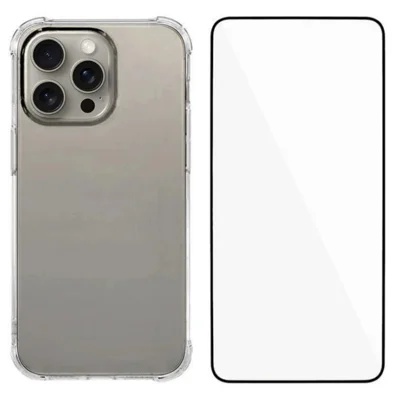 WANLONFENG For iPhone 14 Pro Max TPU Case  WL3 Series 1.5mm Phone Cover (Big Lens Hole) with Tempered Glass - Transparent