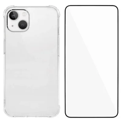 WANLONFENG For iPhone 15 Plus TPU Case  WL3 Series 1.5mm Phone Cover (Big Lens Hole) with Tempered Glass - Transparent