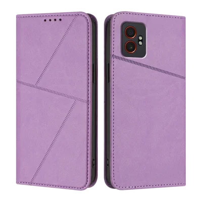 For Samsung Galaxy XCover7 Pro Wallet Case Magnetic Closure Leather Flip Phone Cover with Stand - Purple