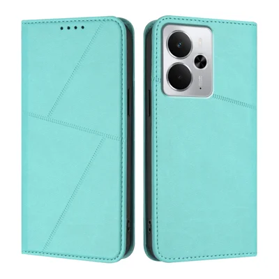 For Realme P3 5G / Realme Neo7x 5G / Realme 14 5G Wallet Case Magnetic Closure Leather Flip Phone Cover with Stand - Light Blue