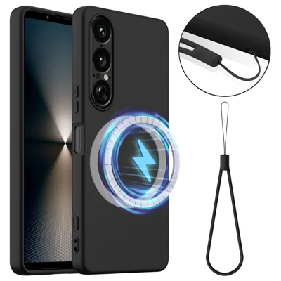 For Sony Xperia 1 VII Magnetic Case Anti-Drop Liquid Silicone Phone Cover - Black