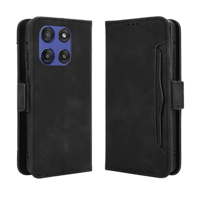 For Motorola Moto G Stylus 5G (2025) / Motorola Edge 60 Stylus 5G Leather Case Phone Wallet Cover with Multiple Card Slots - Black