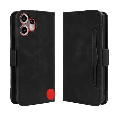 For Nothing CMF Phone 2 Pro Leather Case Phone Wallet Cover with Multiple Card Slots - Black