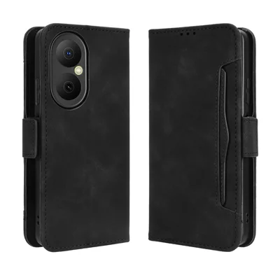 For Huawei Enjoy 80 Leather Case Phone Wallet Cover with Multiple Card Slots - Black