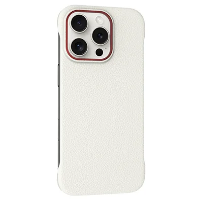 For iPhone 16 Pro Case Borderless Slim Anti Drop Leather Texture PC Phone Back Cover - Apricot