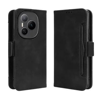 For Honor Power 5G Leather Case Phone Wallet Cover with Multiple Card Slots - Black