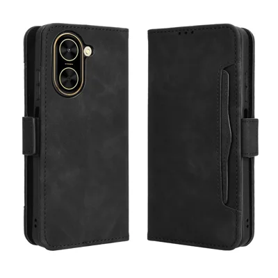 For Xiaomi Redmi A5 NFC (EU) (173.45mm) Leather Case Phone Wallet Cover with Multiple Card Slots - Black