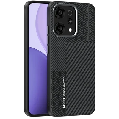 ABEEL For Oppo Reno14 5G (Global) Magnetic Case PC + TPU + Aluminum Alloy + PU Leather Slim Phone Back Cover - Texture 3