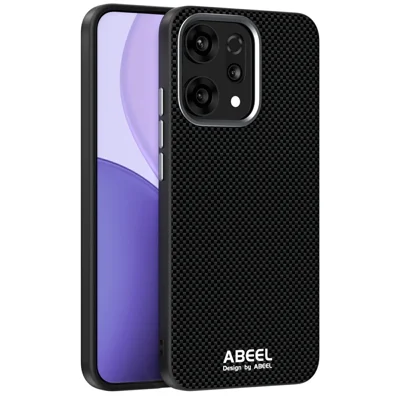 ABEEL For Oppo Reno14 Pro 5G (Global) Magnetic Case Printed PC TPU Aluminum Alloy Leather Phone Cover - Black