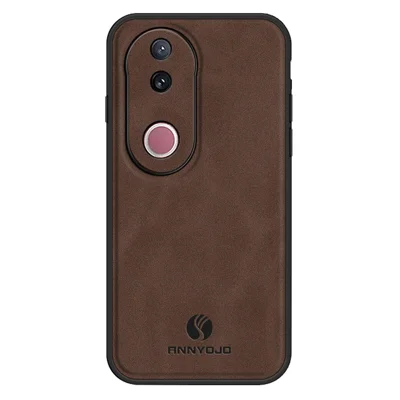 ANNYOJO For vivo V50 5G Case PU Leather + PC + TPU Anti Drop Phone Back Cover - Coffee
