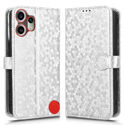 For Nothing CMF Phone 2 Pro Wallet Case Dot Pattern Imprint PU Leather Phone Cover - Silver