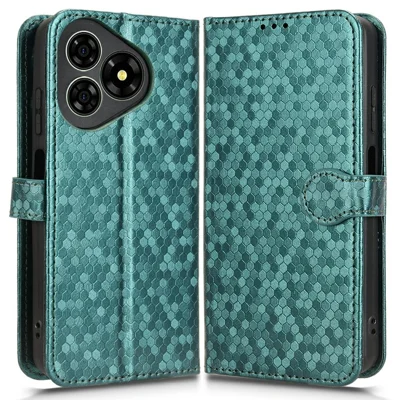 For Ulefone Note 19 Wallet Case Dot Pattern Imprint PU Leather Phone Cover - Green